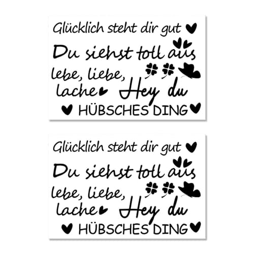 2PCS Spiegel Aufkleber Wandtattoo Sprüche Wandaufkleber Zitate Wandsticker für Badezimmer Spruch Fensterbilder Deko Motivation Selbstbewusstsein fördern Frau DIY Deko Geschenk