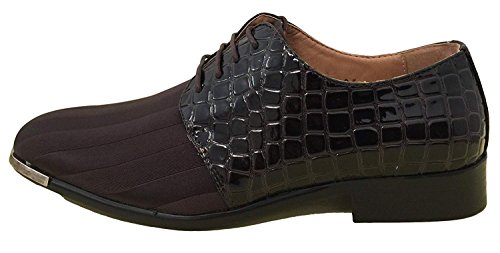 AJY2E Men's Dress Oxfords Shoes Alligator Lilac Stripes Satin Silver Tip Lace up Classic Tuxedo Wedding Church Party2