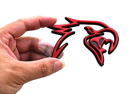 Image of Pair Custom HELLHAWK Emblem Replacement for Trackhawk Fender Door 3D Badge Hellcat Style Head (Red)
