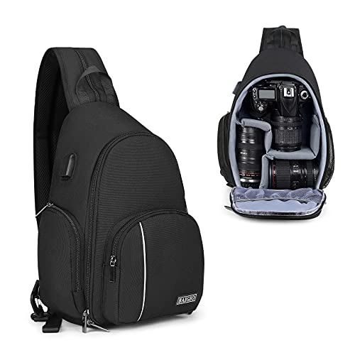 BAIGIO Camera Sling Bag Small Camera Backpack for Photographers,Water-resistant Camera Crossbody Bag Travel Caemra Backpack for DSLR SLR Mirrorless Camera