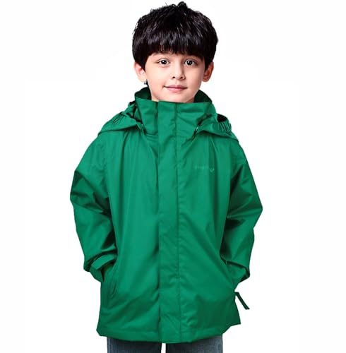 Image of YINGJIELIDE Boys Girls Waterproof Rain Jackets Kids Easy to Fold Windbreaker Lightweight Outdoor Hooded Raincoat
