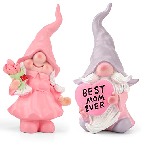 Zonling Gifts for Mom from Daughter - Mothers Day Gnomes Figurines 2 Pcs Cute Gnomes Decorations for Home Birthday Gifts Best Mom Ever Ornaments