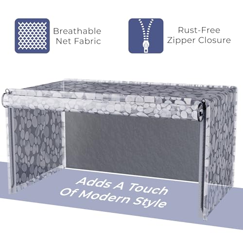 Image of Kuber Industries 20 Ltr PVC Microwave Oven Cover for Kitchen | Microwave /Oven /Otg Cover - Protects from Spills, Stains & Scratches | Stone Print - Transparent
