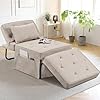 Sleeper ottoman bed chair 4 in 1 folding ottoman chair bed with adjustable backrest pillow multi function futon couch no assembly for small space living room apartment office 28width beige  urban country home decor