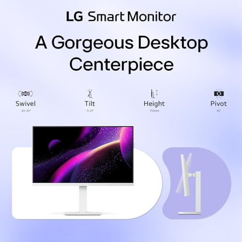 Image of LG 27 inch UHD Smart Moniton, 4K (3840 x 2160) IPS Display, WebOS, HDR10, Built-in Speakers, Remote Control, Screen Share, Bluetooth, HDMI, USB Type-A|C, Height & Tilt Adjustable Stand
