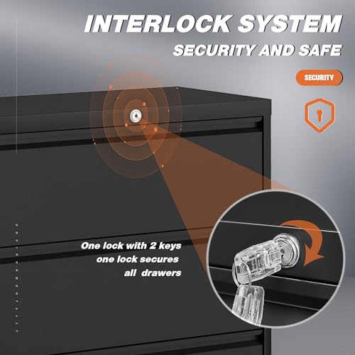 Metan MT-WKX Metal Lateral Filing Cabinet With 2 Drawers For Home Office, Locking Steel Wide File Storage Cabinet thumb #5