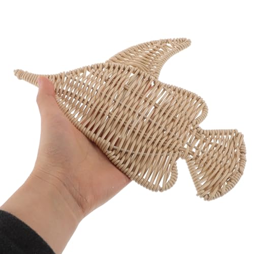 Poisson en rotin tissé main sculpture murale chic beige