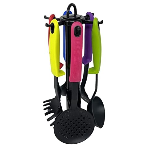 Juego de herramientas de cocina de nailon de colores, 7 piezas, con soporte HTUK® Cover