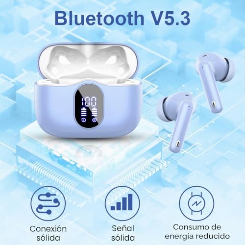 Miniatura 3 de Auriculares Inalámbricos,Auriculares Bluetooth 5.3 Con Hd Micrófono Hifi Estéreo Pantalla Led,Reducción De Ruido Auriculares,13 Mm Controlador Dinámico,Ip7 Impermeable 36h Cascos Inalambricos