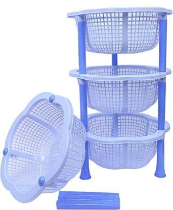 Image of TeDeMel Plastic Rack Desire Virgin Plastic Dish Rack for Onion,Potato & VegetablesTray Basket for Kitchen Household, Office Use & Multipurpose Storage (Desire 4, Blue)