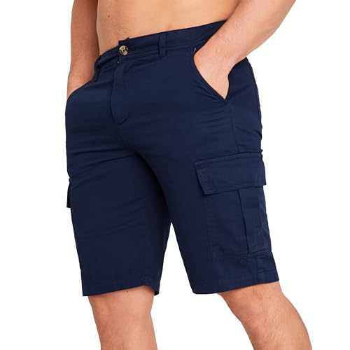 CityComfort Cargo Shorts Herren, Kurze Cargo Hosen Herren mit Taschen, 100% Baumwolle (Dunkelblau, L)