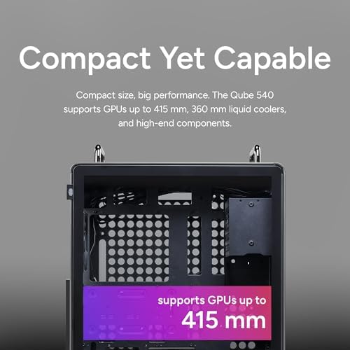 Cooler Master QUBE 540 ATX Mid-Tower PC Case – Highly Customizable Modular Computer Chassis with Movable I/O Panel, Multi-Position PSU Mount, Tempered Glass Panel & Portable Handles – Stardust Iron - 3