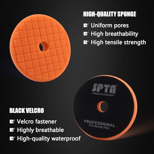 Image of SPTA PRO Orange Heavy-Cut Polishing Foam Pad, 1Pc 5 Inch 125mm Backing Plate Compound Buffing Polishing Sponge Pads for Car Buffer Polisher Compounding, Polishing and Waxing -SF501