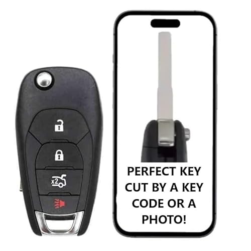 Key Cut Service + 4 Button Remote Keyless Entry Smart Flip Key Fob Replacement for Chevrolet Cruze 2016 - 2019 FCC ID: LXP-T004 IC: 2298A- T004 PN: 13513842