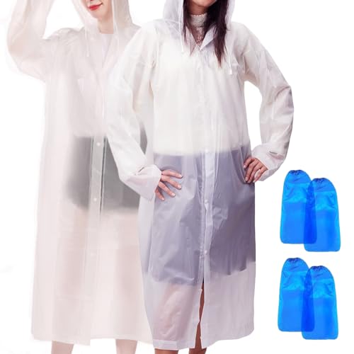 VIVIIHOO 2 St&uuml;ck Regenponcho Regencape Transparent | Einmal Regenponcho Einweg Regenmantel Durchsichtig | Regenponcho Festival Kost&uuml;m Camping Zubeh&ouml;r | Unisex Regenbekleidung f&uuml;r Erwachsene & Kinder