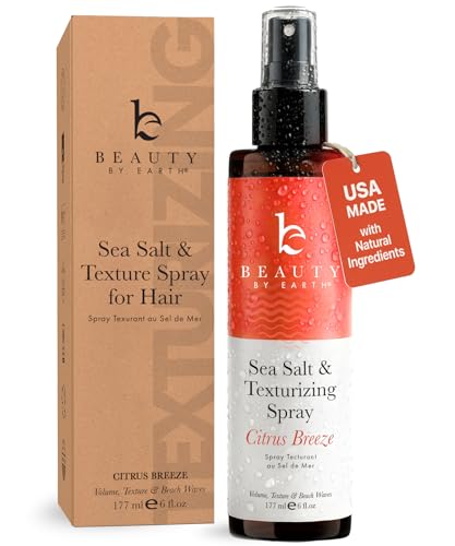Beauty by Earth Sea Salt Spray for Men & Women - Texture Hair Spray for Adding Volume & Beachy Waves, USA Made with Organic Ingredients