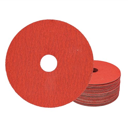 UPWOOD 25-Pack Ceramic Fiber Discs, 4.5-Inch 80 Grit 7/8" Arbor | For Angle Grinders with Backing Pad, Resin Fiber Sanding Disc for Weld Blending, Metal Grinding and Surface Preparation