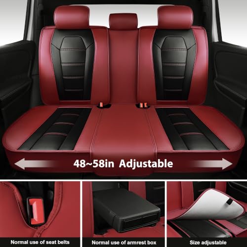 Image of CAR PASS Nappa Leather Car Seat Covers Full Set Faux Leather, Black Red | Luxury Nappa Leather,360 Full Protection,Water resistant,3D Foam Comfort,Universal Fit for Most Cars SUV Truck,Scratch proof