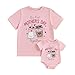 Mother's Day Milk Bottle Cup Print Mom and Newborn Baby Matching Outfits Cute Mother's Day Shirts and Bodysuit (Baby, 0-3 Months, Pink Bodysuit)