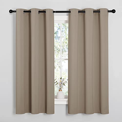 Image of NICETOWN Window Curtain Panels, Thermal Insulated Solid Grommet Blackout Draperies /Drapes for Basement (Taupe, 1 Pair, 34 by 54-inch)