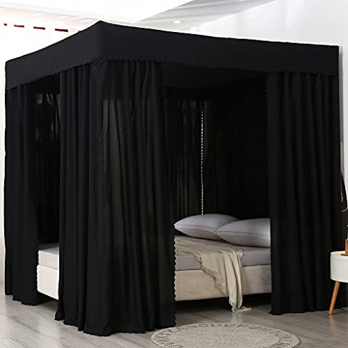 Scmty Princess 4 Corner Post Bed Canopy Solid Color For Girls Bed For Twin/Full/Queen/King Size Bed Adult Bedroom Kids Rooms Curtain Net Decoration (Solid-Black, California King) #TOP8