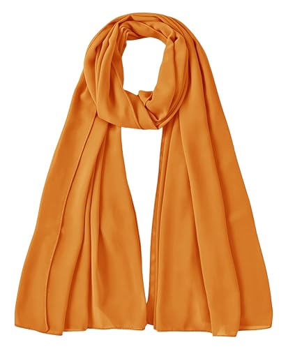 Lina & Lily Premium Chiffon Hijab Head Scarf Shawl Wrap for Muslim Women Lightweight (Orange)