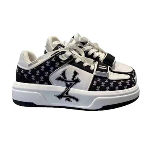 2025 Youth Comfortable Printed Casual Sneakers | Trendy White & Navy Athletic Shoes for Everyday Wear