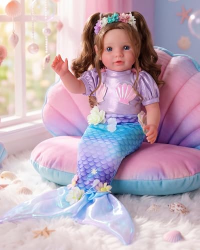 Muñeca bebé sirena realista de 20 pulgadas miniatura 3