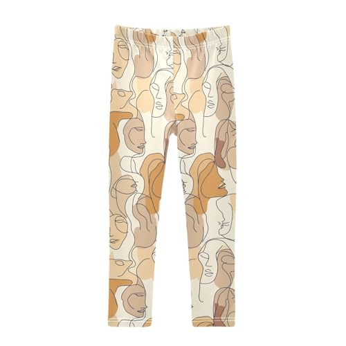 ALAZA Girls' Leggings Children's Yoga Pants Skinny Printed Dance Faces Drawings Comfortable 4T