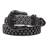 Cinturón unisex con diamantes de imitación para mujer, diseño de remache de mezclilla para jeans