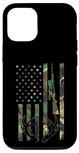 iPhone 12/12 Pro Camo American Flag Rifle Antler Deer Hunting Gun Hunter Gift Case
