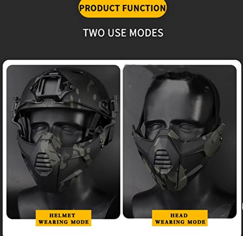 Pj Tactical Airsoft Protection Fast Helmet With Safety Goggles And Half Face Protective Mask Suitable For Paintball Cs #TOP3