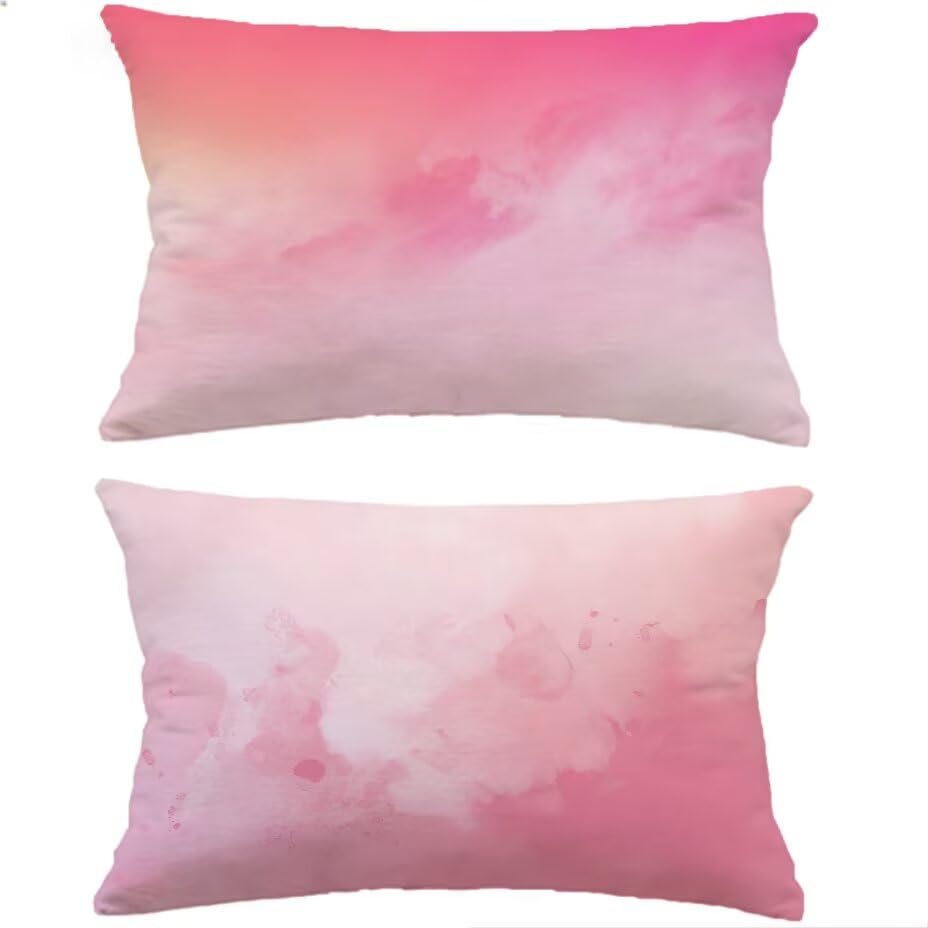 Housse de Coussin Aspect Lin Rose 50x70 cm Imperméable Jardin M-P269