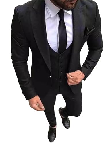 Costume Tuxedos Hommes 3 Pièces Veste Gilet Pantalon à Boutonnage Simple