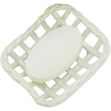 Ceramic Soap Dish, White Woven Design, Bathroom Shower Soap Holder White