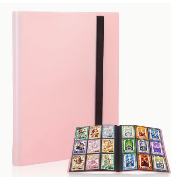 CARDSON Trading Card Binder 9 Pockets - 30 Pages Holding 540 Cards - Side Loading Card Book - Anime Card Binder (Red) (Tea Pink) โ image 1