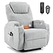 TactFire Fauteuil Électrique Relax, Fauteuil de Relaxation avec Fonction Massage et Chaleur, Inclinaison Réglable et Repose-Pieds (Gris Clair)
