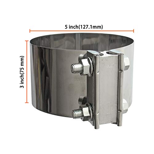 Image of 2PCS Exhaust Clamps 5 Inch Butt Joint Exhaust Pipe Muffler Clamp Band Stainless Steel Car Pipes System Connection for Cars