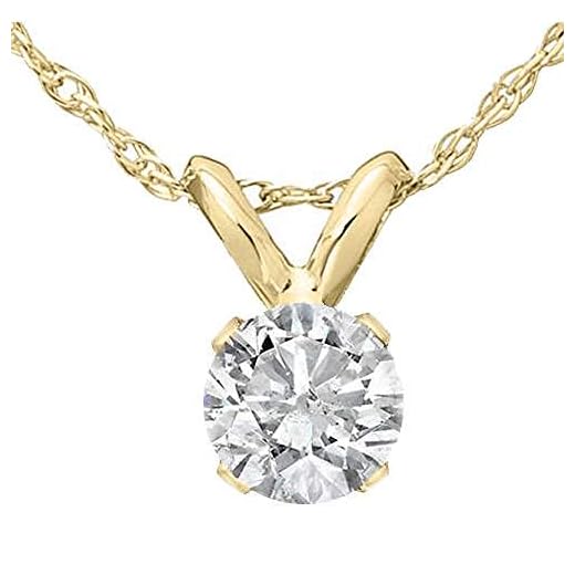 1/3 Ct Diamond Solitaire Pendant Necklace in 14k White Or Yellow Gold