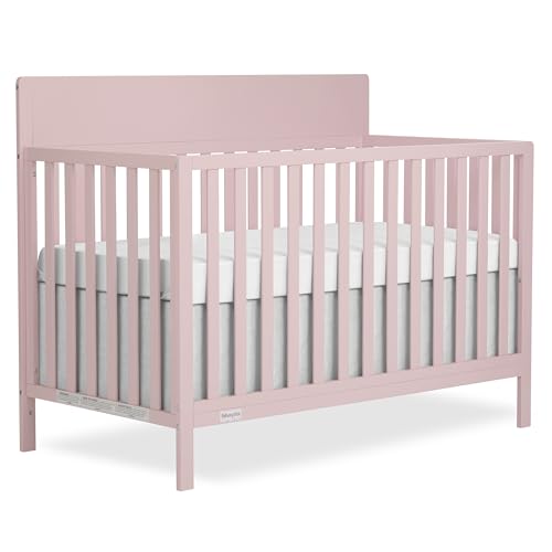 Fisher-Price Meadowbrook 4-in-1 Convertible Full Size Baby Crib Wooden Nursery Furniture Converts to Toddler Bed with Guardrail Daybed & Full-Size Bed Greenguard Gold & BSA Certified Pink