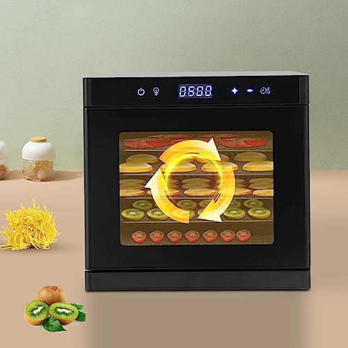 Dörrautomat Edelstahl 700W, 6 Etagen Dörrgerät mit Temperaturregler 35-75℃ LED-Anzeige und 1-24h Timer, Trockner für Gemüse Obst Fleisch Blumen (Schwarz) – Bild 5