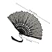 VALICLUD 2pcs Embroidery Folding Hand Fans with Gold Tassel, Black Decorative Fashionable Handheld Fans for Women, Vintage Style Party, Wedding, and Costume Accessories