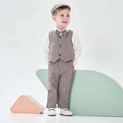 Image of Volunboy Toddler Suit Boys Formal Wedding Guest Dress Outfit | graduation dress clothes, gentleman ring bearer bowtie outfit, back-to-school pants set, birthday photoshoot dressy outfit