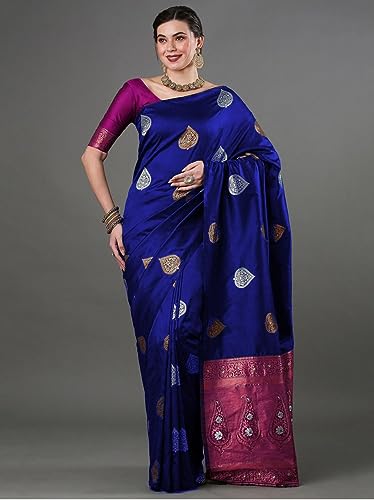 Image of Flosive Women's Mix Color Kanjivaram Silk Saree With Blouse