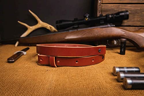 The Hunter -1" Wide Leather Rifle Sling By Nohma Leather (Chestnut) #TOP2