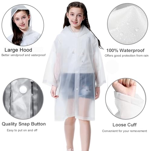 Image of Rain Ponchos Raincoats for Kids, 2 Packs Rain Coats Jacket Reusable with Hood for Boys Girls Disney Hiking Camping Outdoor