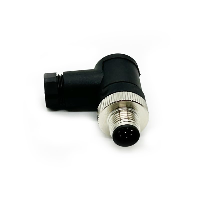 10Pcs M12 8 Pin Male Connector, Right Angle Field Assembly Wireable Adapter 12mm A Code Industrial Circular Connector IP67 Waterproof Sensor for PG7 Cable Unshiled 30V 2A AC/DC for Electric Bicycles