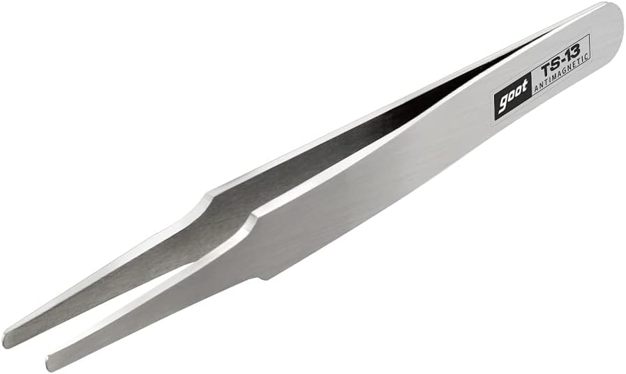 gootPrecision Tweezers, Made of Polished Stainless Steel Heat Resistant for Laboratory Work, Soldering, Pinching Coils, Electronic Circuits, Industrial Uses(ROUND)