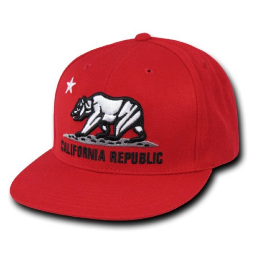 WHANG Red California Bear Flag Republic Flat Bill Snapback