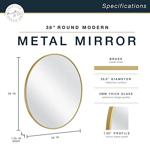 Mcs Master & Co. Modern Metal Wall Mirror, 35.75 Inch Round, Brass #TOP2